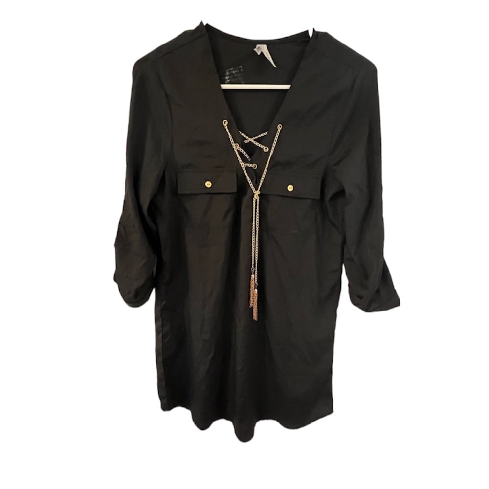 Live 4 Truth “silky” black dress with chain